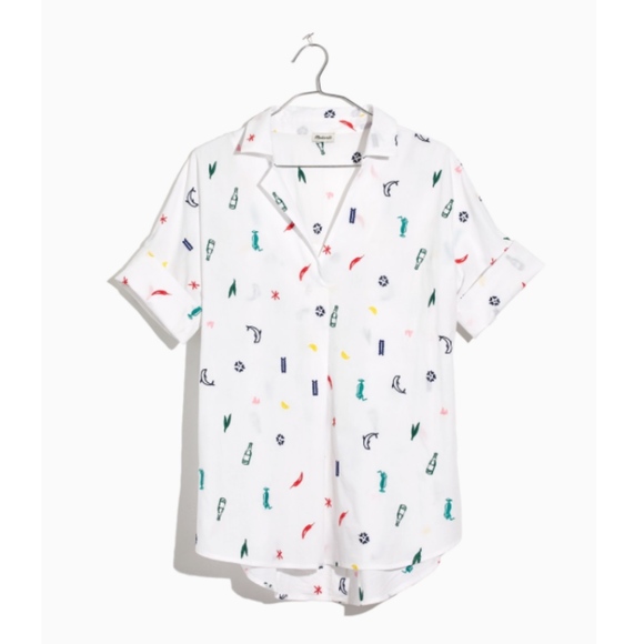 🚫SOLD🚫Madewell Embroidered Courier Button Shirt - Picture 4 of 8